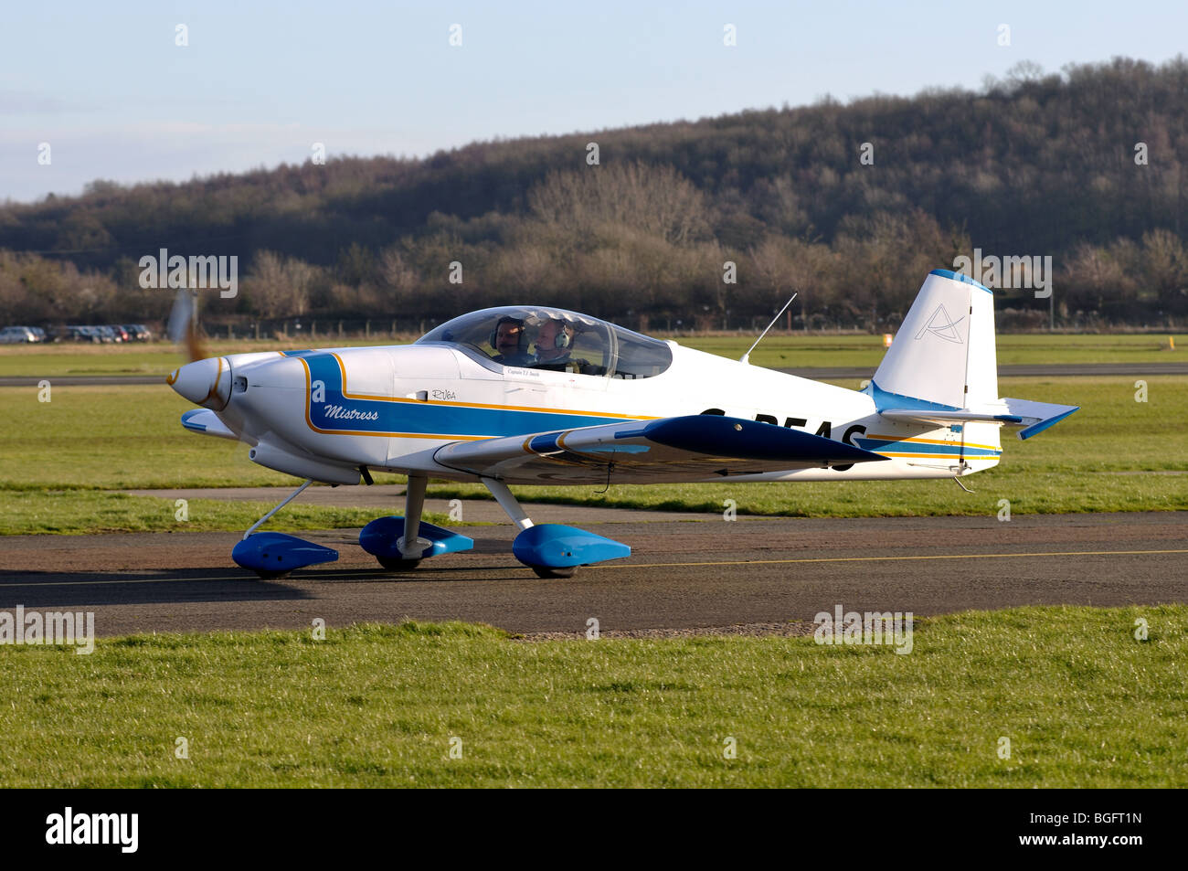 Van`s RV6A aircraft G-REAS taxiing at Wellesbourne Airfield, Warwickshire, UK Stock Photo